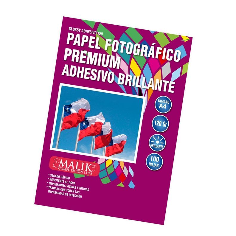 Papel Glossy Adhesivo 100 Hojas 135gr A4-0