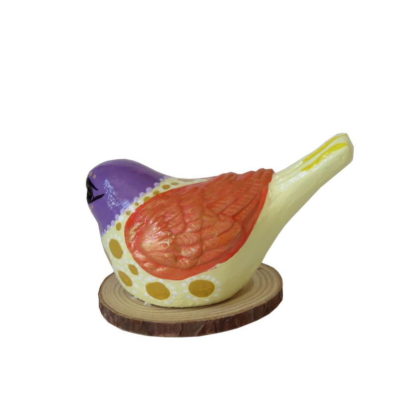 Pájaro decorativo de cerámica en base de madera-1