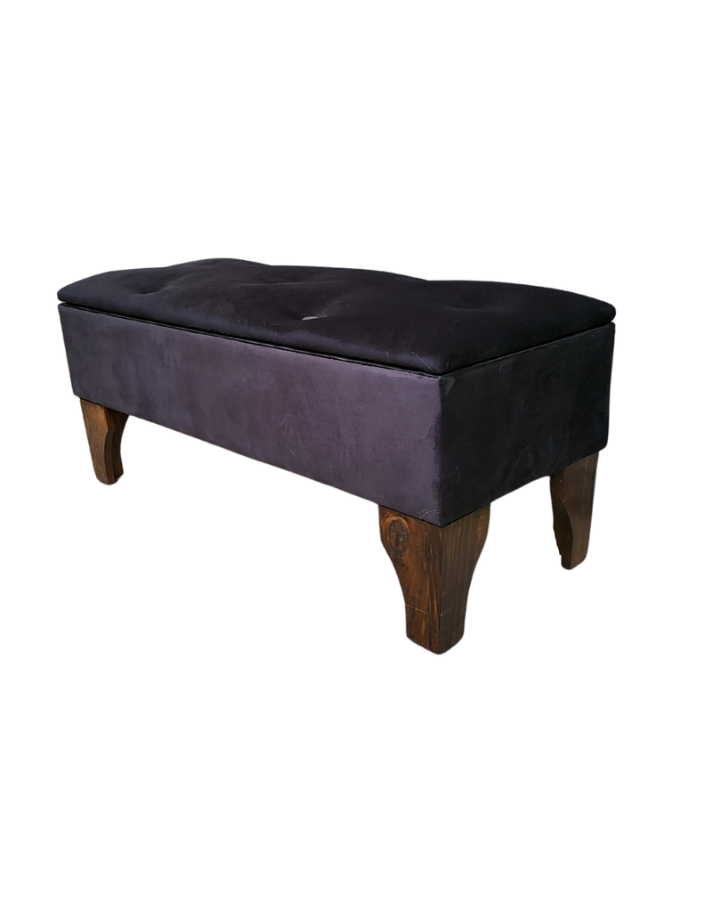 Banqueta  Baúl Botone Negro Felpa  Rimar-3