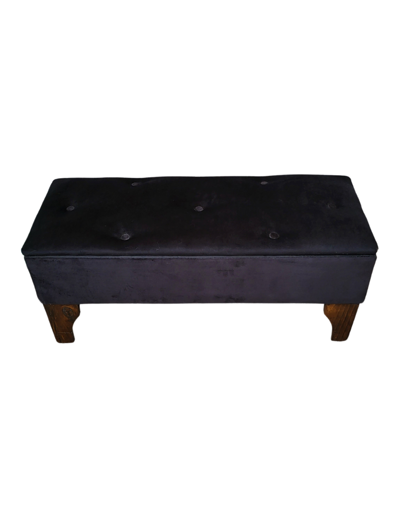 Banqueta  Baúl Botone Negro Felpa  Rimar-4