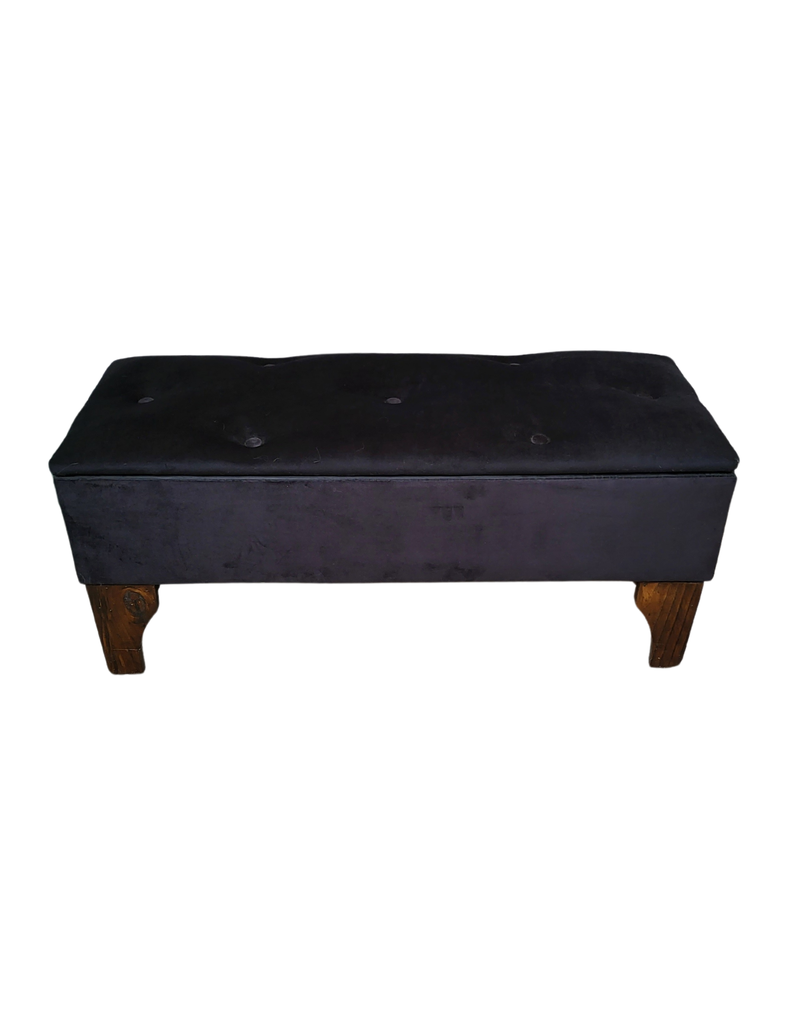 Banqueta  Baúl Botone Negro Felpa  Rimar-2