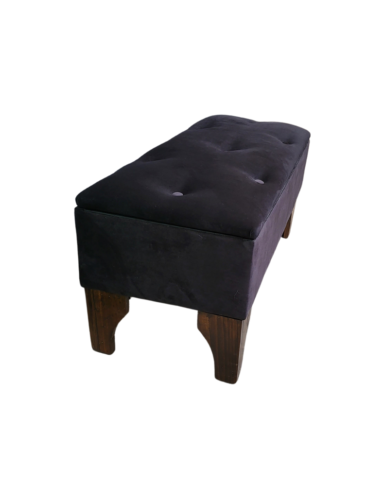 Banqueta  Baúl Botone Negro Felpa  Rimar-5