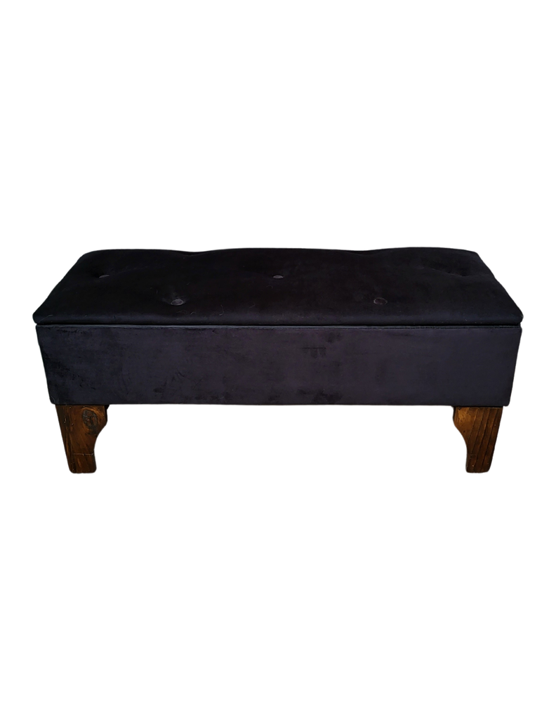 Banqueta  Baúl Botone Negro Felpa  Rimar-0
