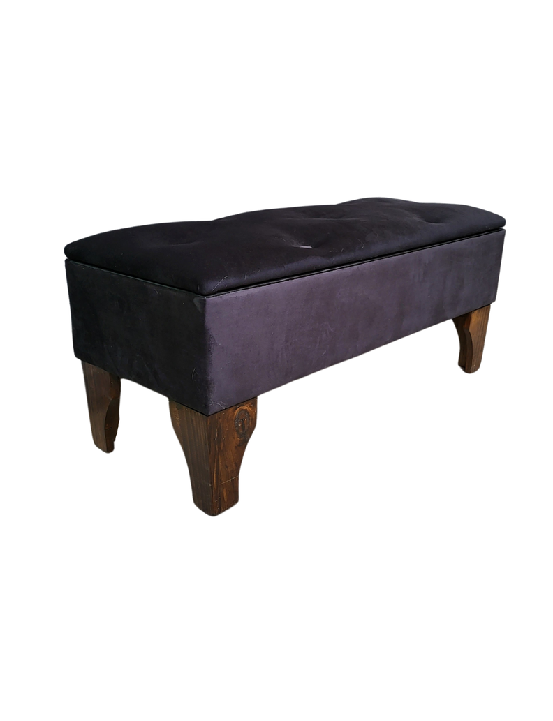 Banqueta  Baúl Botone Negro Felpa  Rimar-1