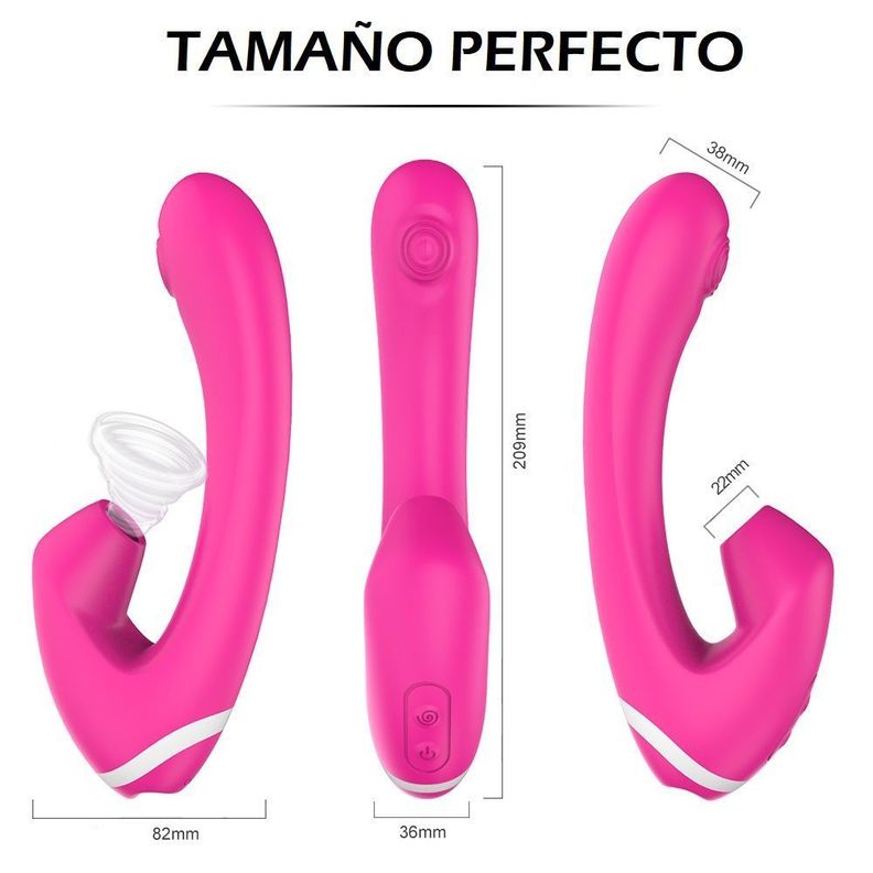 Rabbit Vibrador Dual Succionador Dildo Femenino Clitoris-1