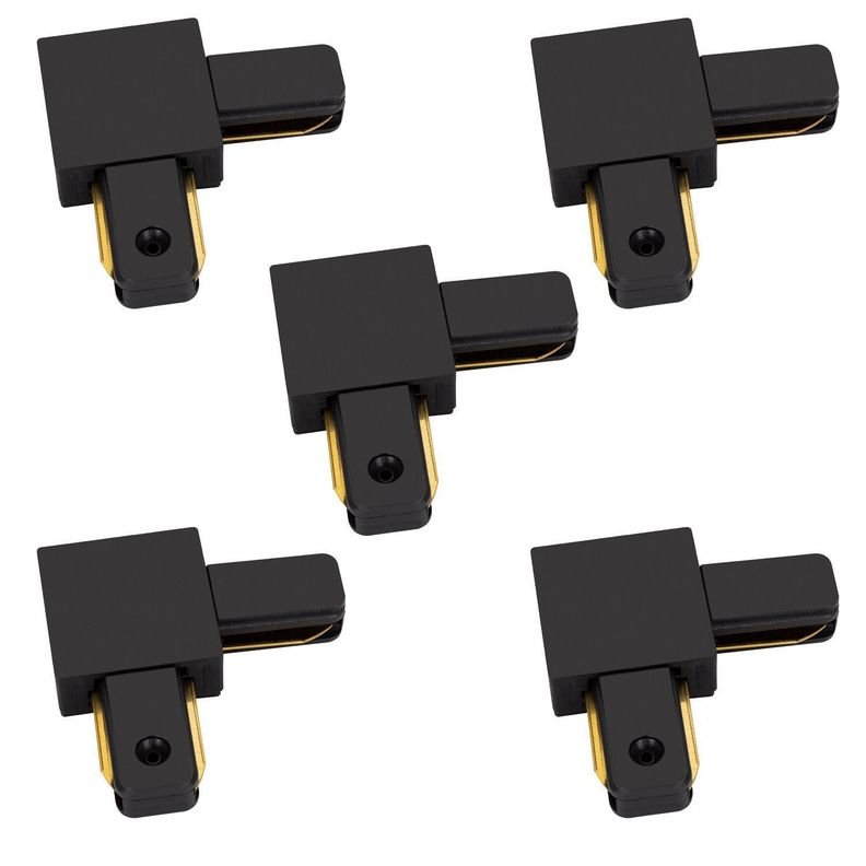 Pack 5 Conectores Para Carril Monofásico De Iluminación LED "L" Negro-0