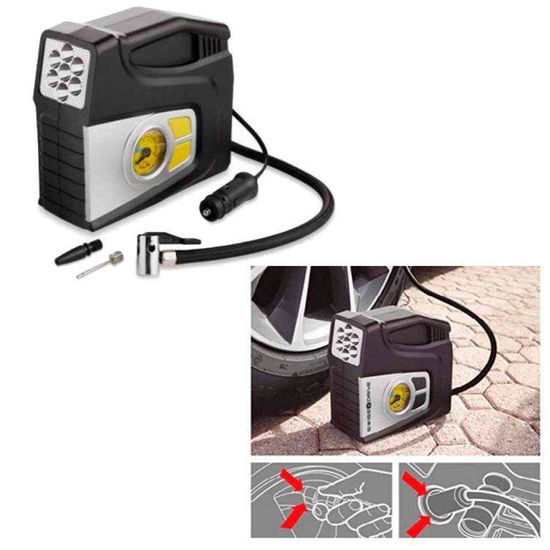 COMPRESOR DE AIRE 12V - 100 PSI - 25L/PM - CON LUCES LED DE EMERGENCIA TL217-1
