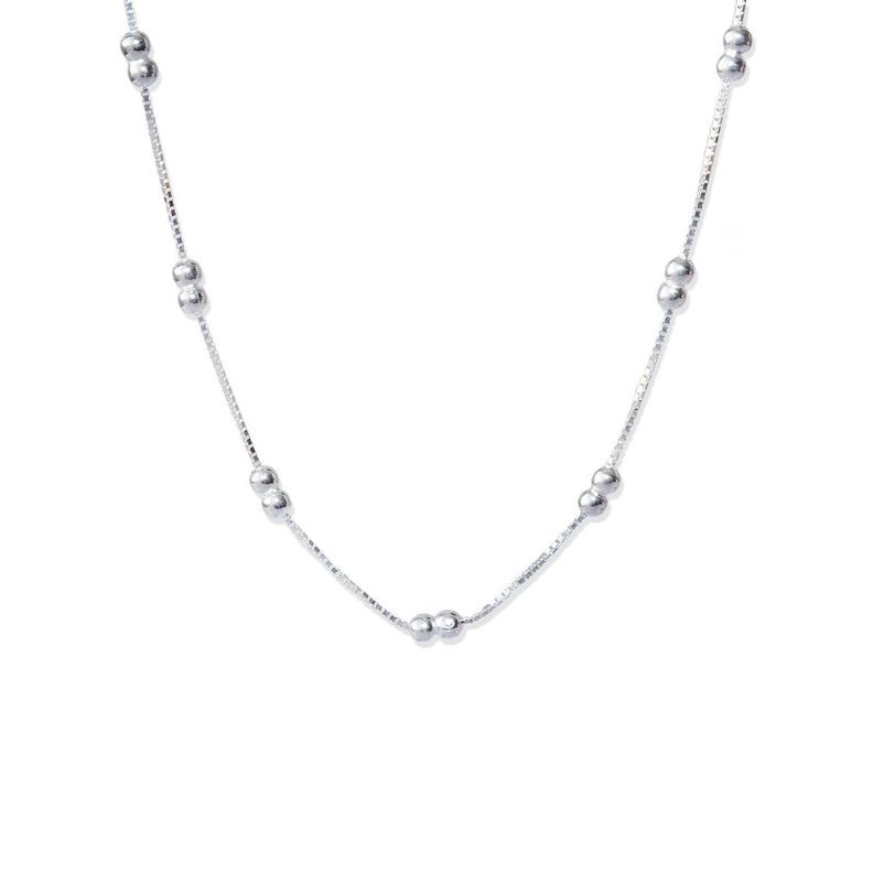 Cadena Con Doble Puntos De Plata Fina - Mabelita-0