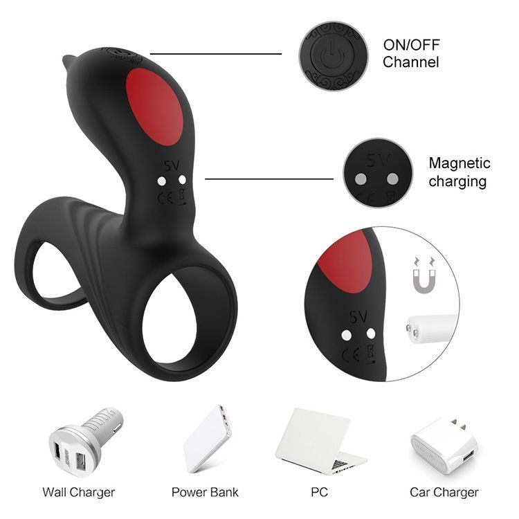 HiFUN Anillo Para El Pene Con Vibrador Estimulador Clítoris-5