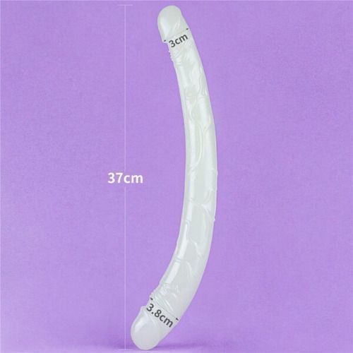 Dildo Doble Cabeza Texturizado Luminiscente Suave 33cm-3