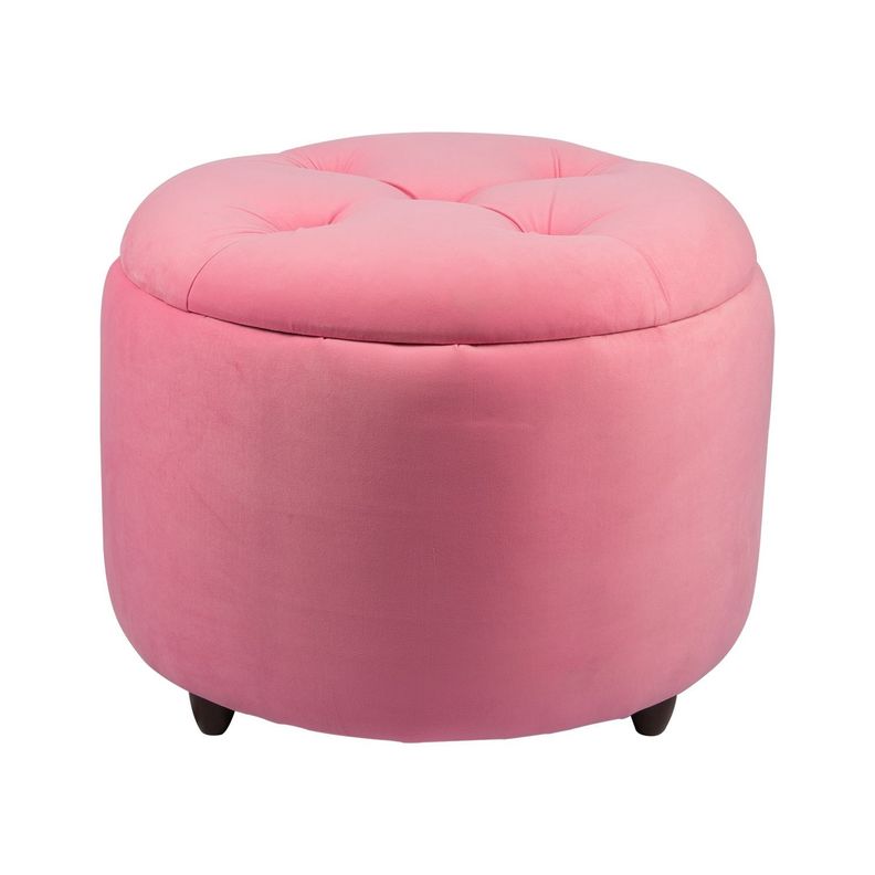 Pouf Zoe con Baúl Rosado Felpa 60x60x50 cm de Máxima Design -0