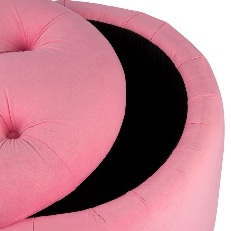 Pouf Zoe con Baúl Rosado Felpa 60x60x50 cm de Máxima Design -2