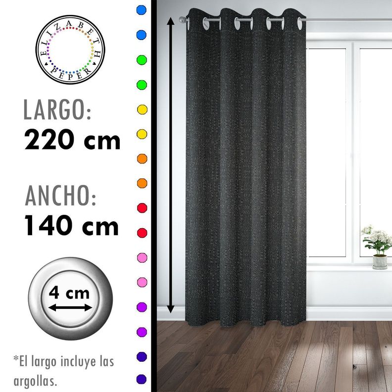 SET DE CORTINAS HOGAR 2 PAÑOS DE 140 X 220 CM NEGRO-2