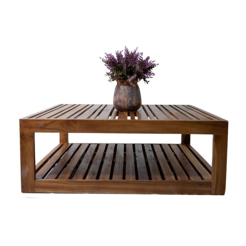 Mesa De Centro Madera De Teca 96 x 96 x 36 cm-1
