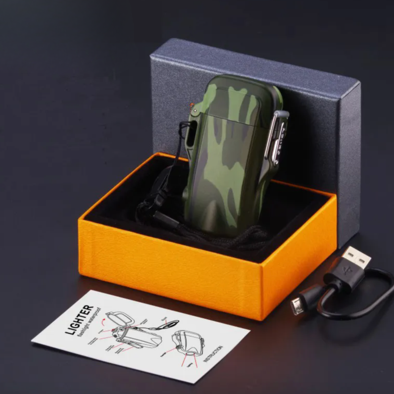 Encendedor Eléctrico Plasma Outdoor • Impermeable • Recargable • Army-2