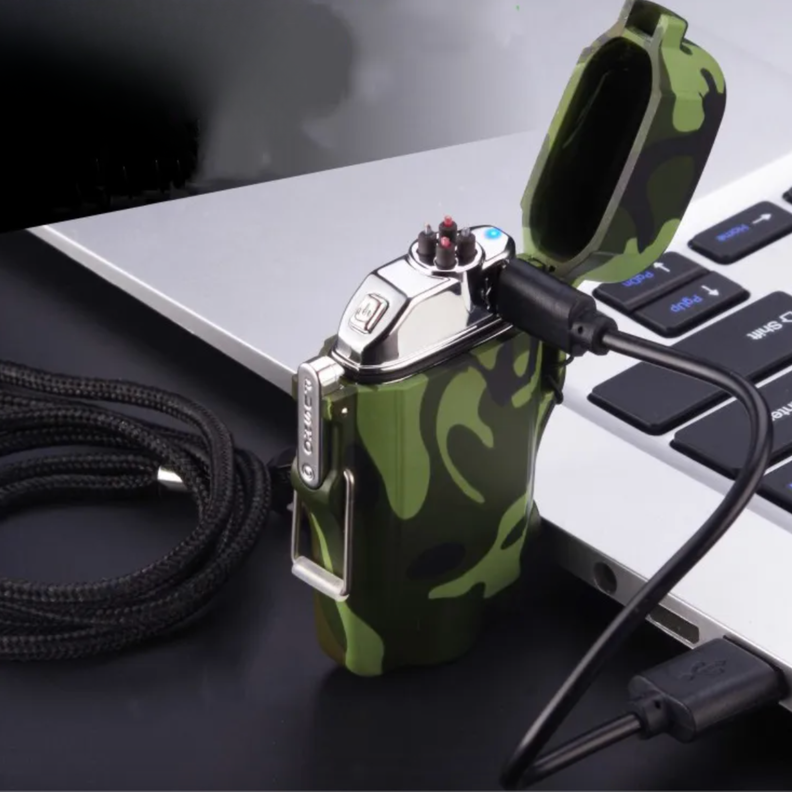 Encendedor Eléctrico Plasma Outdoor • Impermeable • Recargable • Army-3