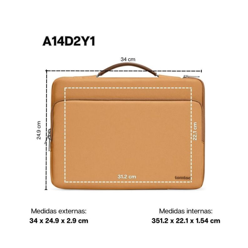 Tomtoc Maletín A14 para Notebook/Macbook Pro hasta 14" - Naranja-1