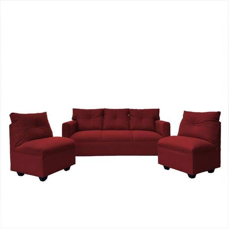 Juego Living Mateo Chenille Rojo Pata Plastica 3C.1C.1C-0