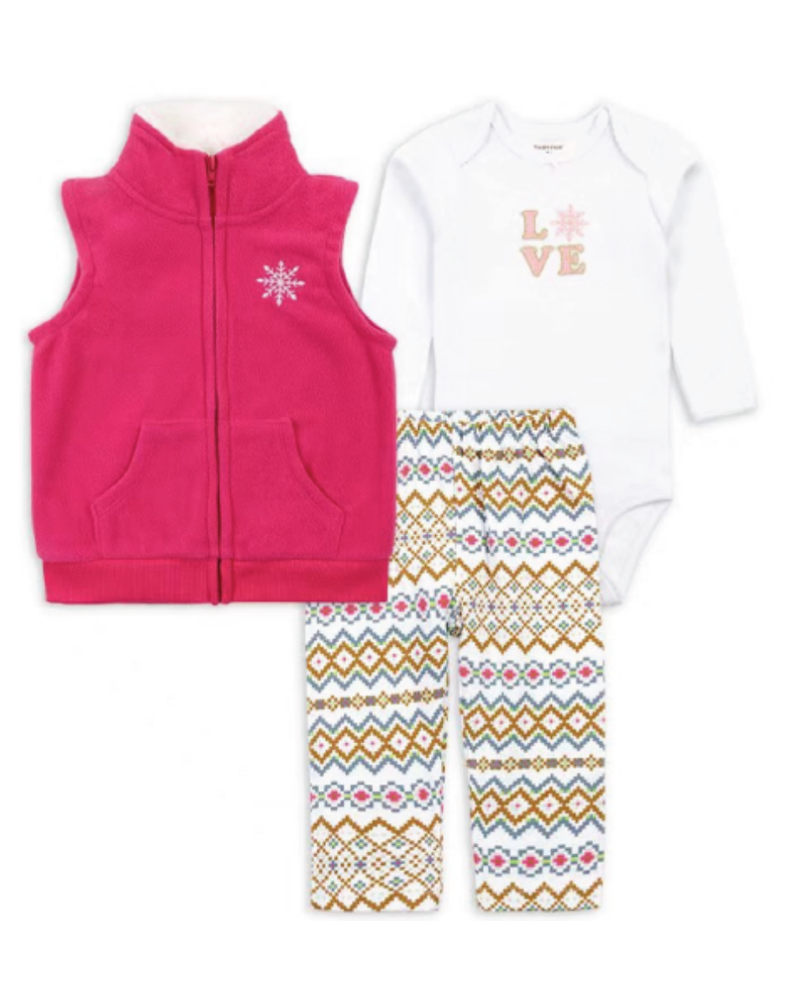 Conjunto Bebe Niña 3 Pzas Poleron Pantalon Body Tedmimak Algodon Love-0