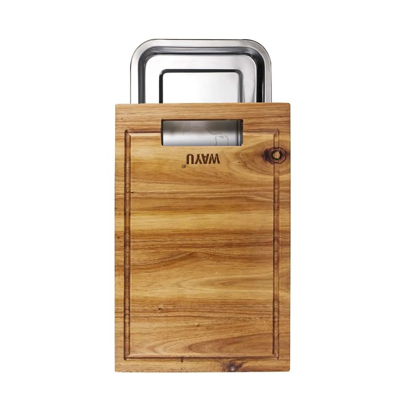 Tabla de Madera Acacia con Bandeja de Acero – Wayu-0