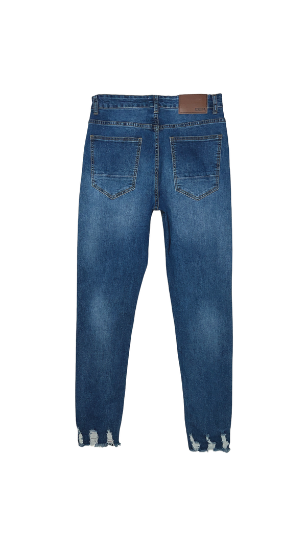 Jeans Hombre Skinny Azul Focalizado Medio Con Destroyer-7