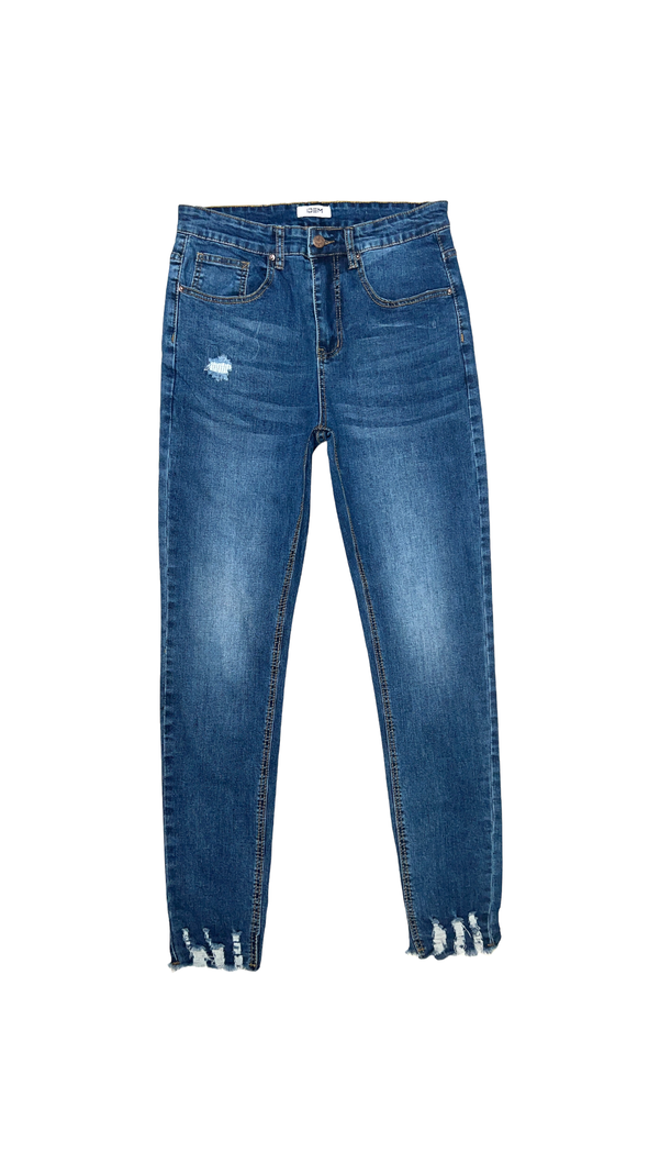 Jeans Hombre Skinny Azul Focalizado Medio Con Destroyer-6