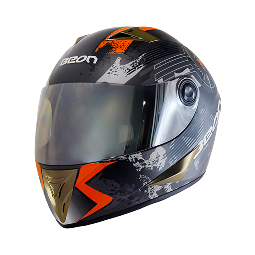 CASCO MOTO FULL FACE NEGRO/NARANJO BEON-0