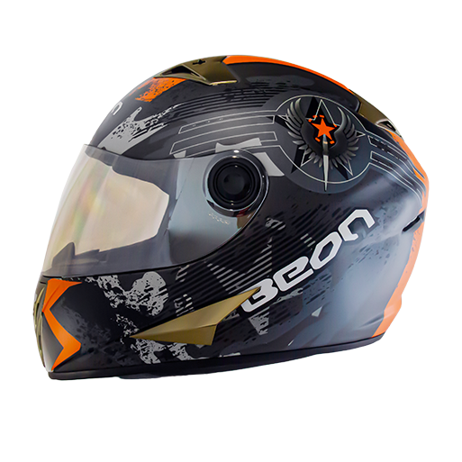 CASCO MOTO FULL FACE NEGRO/NARANJO BEON-1