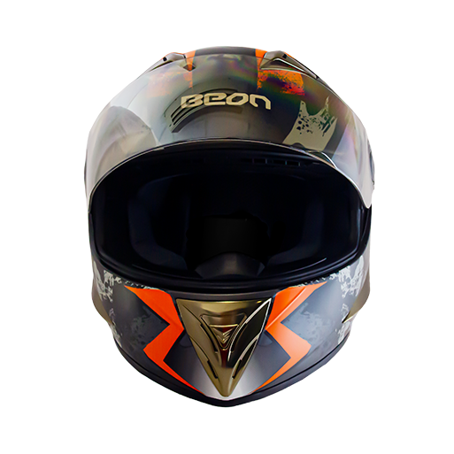 CASCO MOTO FULL FACE NEGRO/NARANJO BEON-3