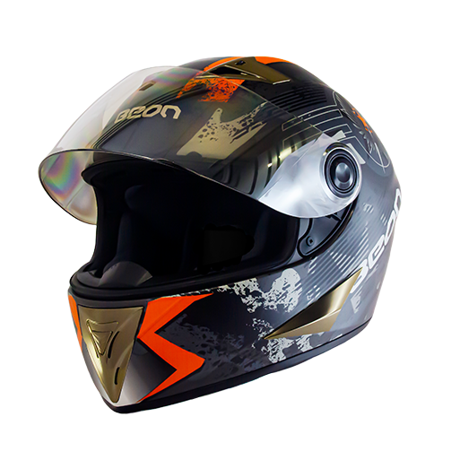 CASCO MOTO FULL FACE NEGRO/NARANJO BEON-2