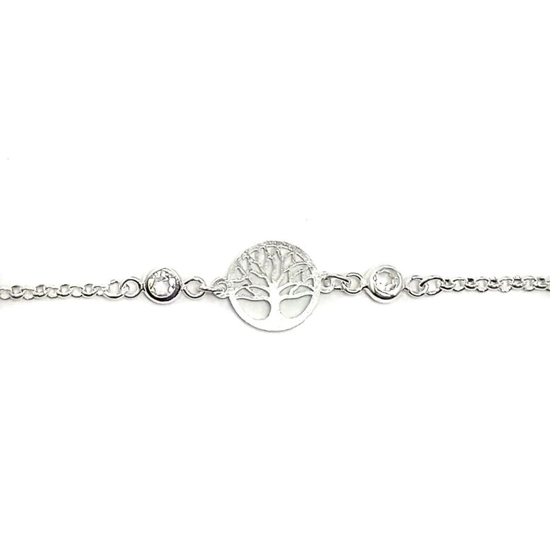 Pulsera Árbol De La Vida Circón Blanco Plata Fina 925-1