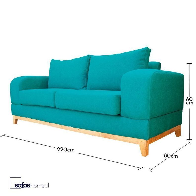 Sofá Basalto Chenille Tipo Lino Turquesa 3 Cuerpos-4