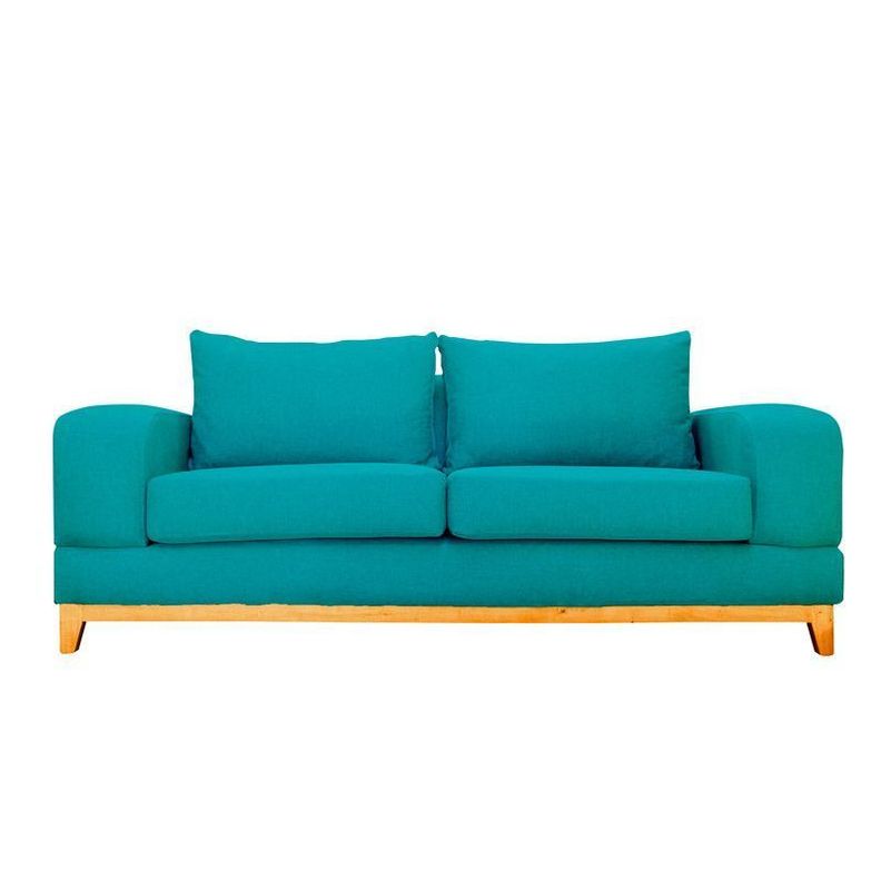 Sofá Basalto Chenille Tipo Lino Turquesa 3 Cuerpos-0