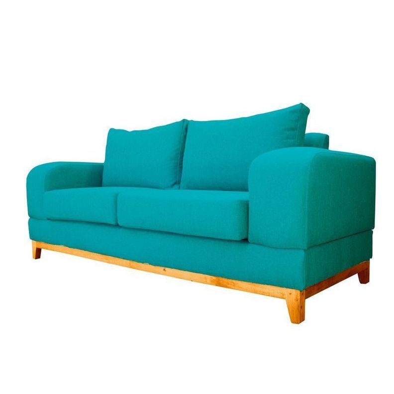 Sofá Basalto Chenille Tipo Lino Turquesa 3 Cuerpos-2