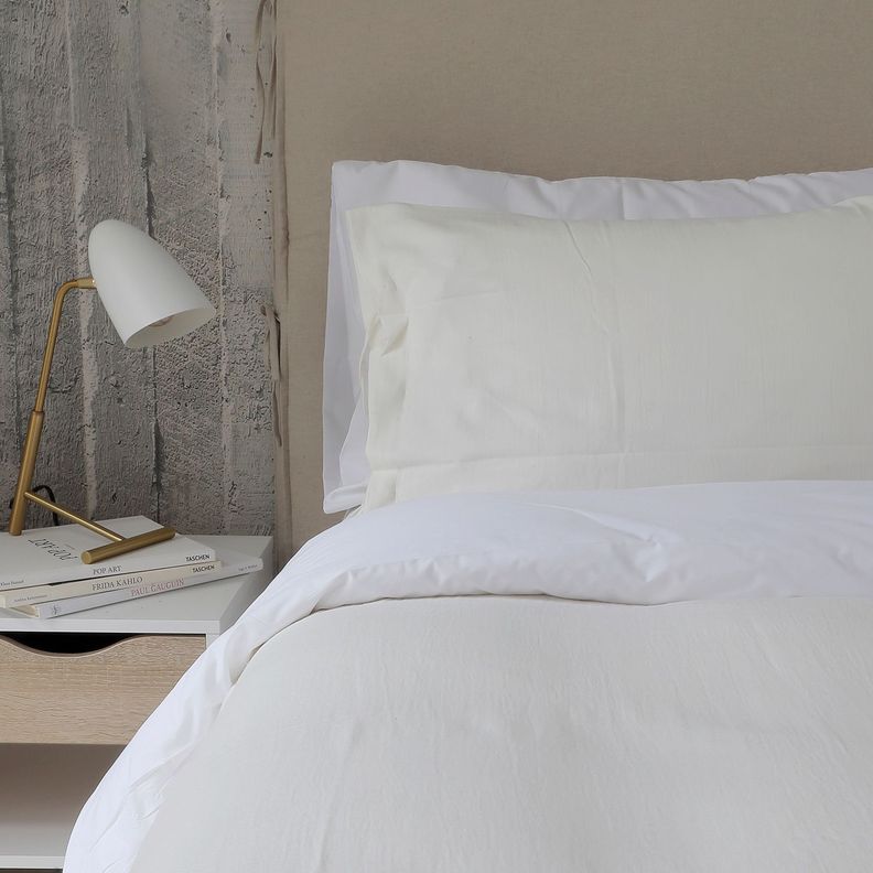 CUBREPLUMON ALGODON STONE WASH OFF WHITE 1,5 PLAZA Blanco