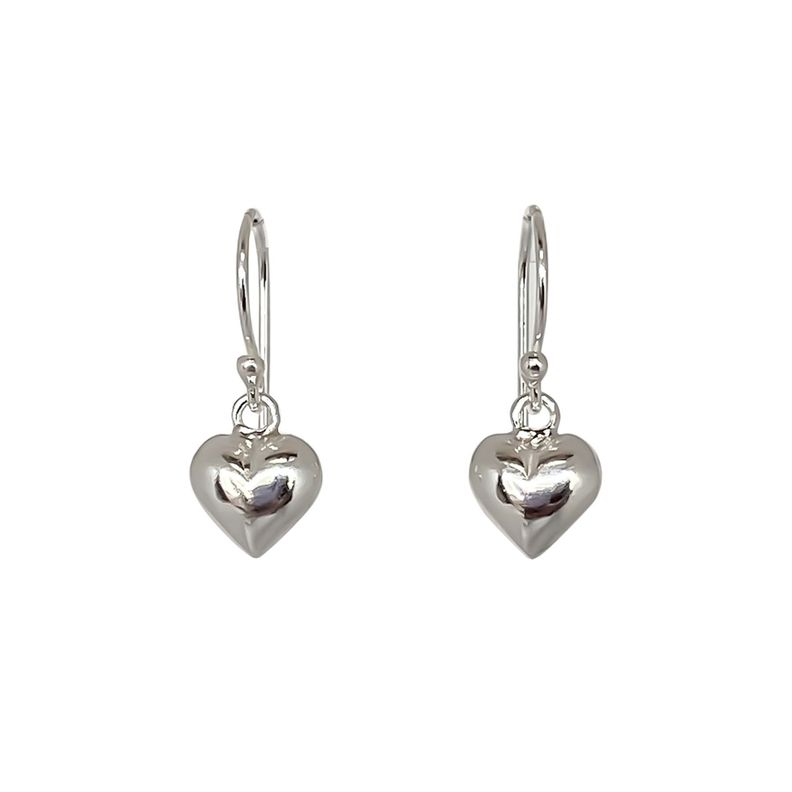 Aros Corazón Colgante Gancho Plata Fina 925-0