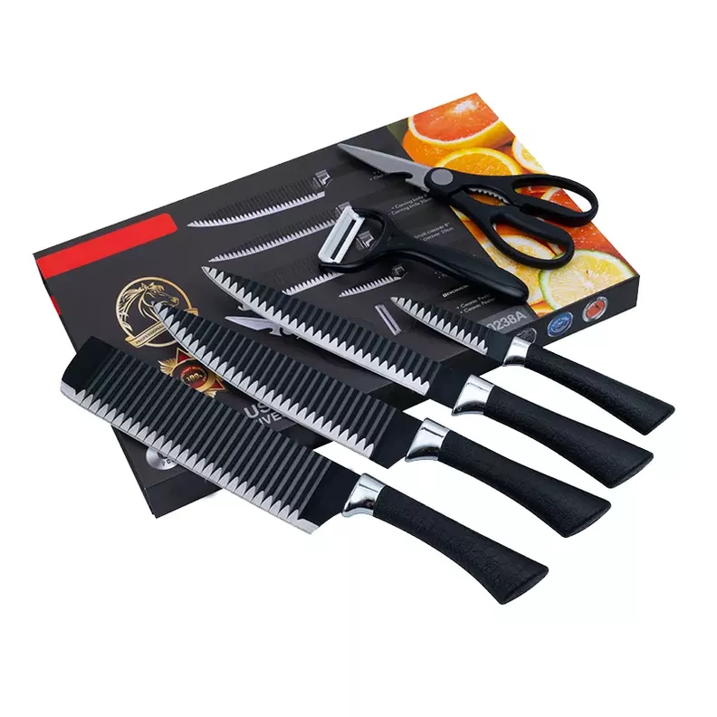 Set De 4 Cuchillos + Pelador + Tijera - Juego De Cuchillos-0