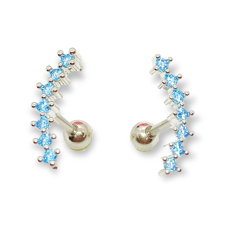 Pendientes Curvos Acero Quirurgico Piercing Helix Zirconio Celeste-0