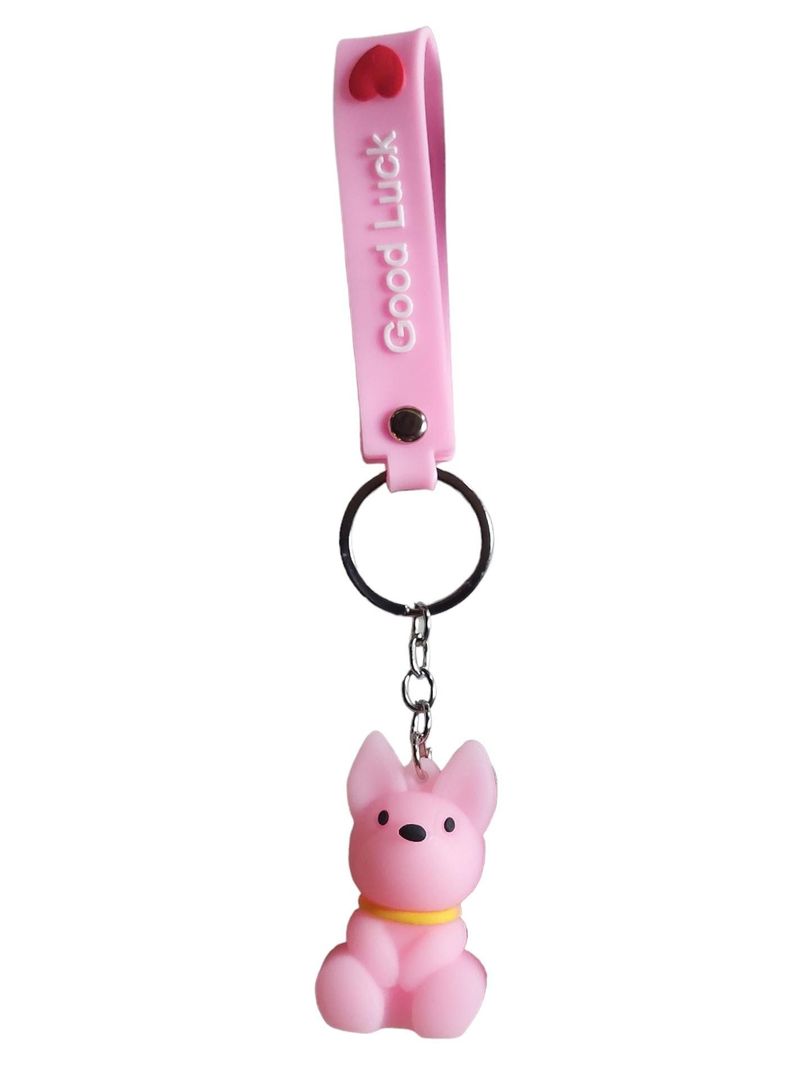 LLAVERO SILICONA DISEÑO PERRO ROSADO-0