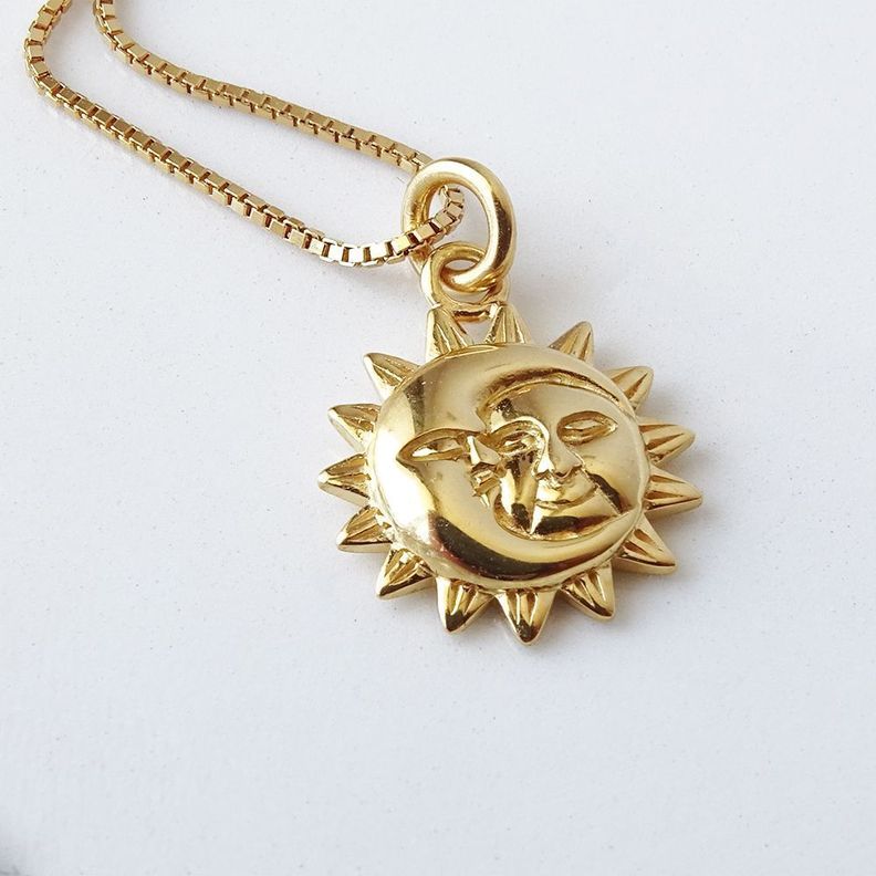 Collar De Plata Con Baño De Oro Sol Y Luna - MABELITA-1