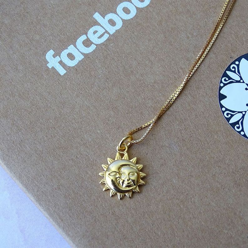 Collar De Plata Con Baño De Oro Sol Y Luna - MABELITA-2