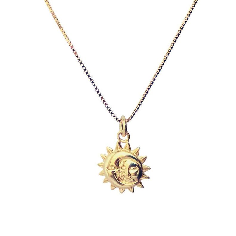 Collar De Plata Con Baño De Oro Sol Y Luna - MABELITA-0