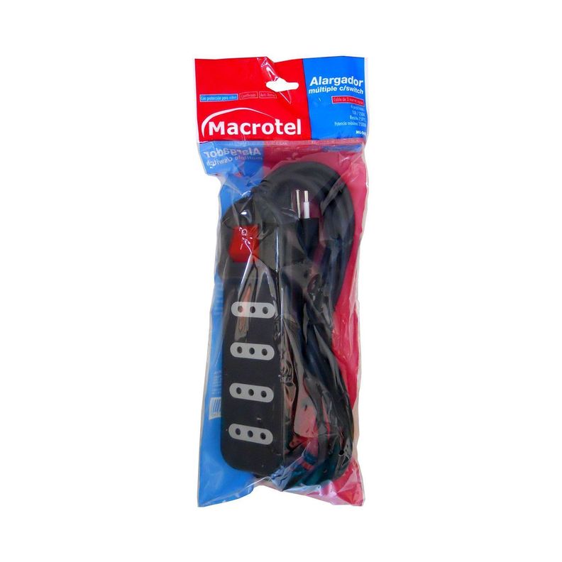 Alargador Electrico 3 Mts 4 Pos Negro Switch-1