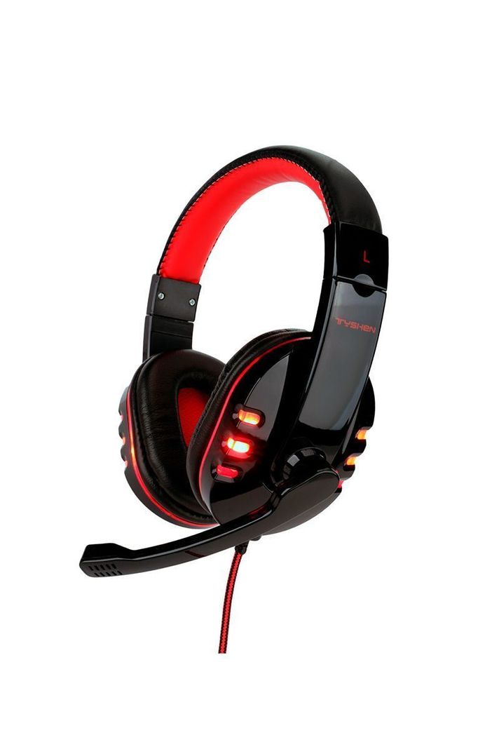 Audífonos Gamer G04L Luces Led con Micrófono Rojo-0