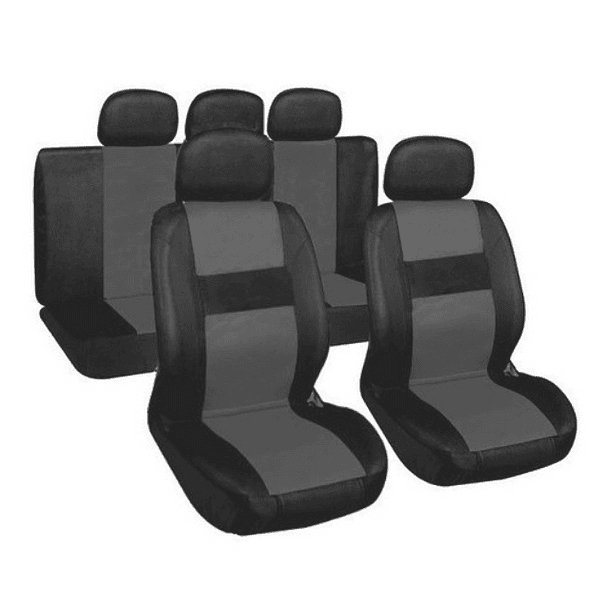 Fundas Universales Para Asiento De Autos De Eco Cuero 13pcs Blanco Y Negro-0