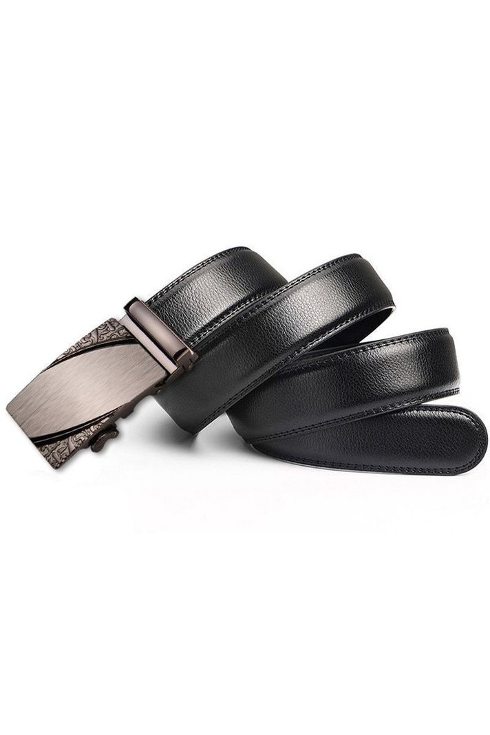 Cinturon ejecutivo automatico cuero negro hombre. Etrusco Plated-0