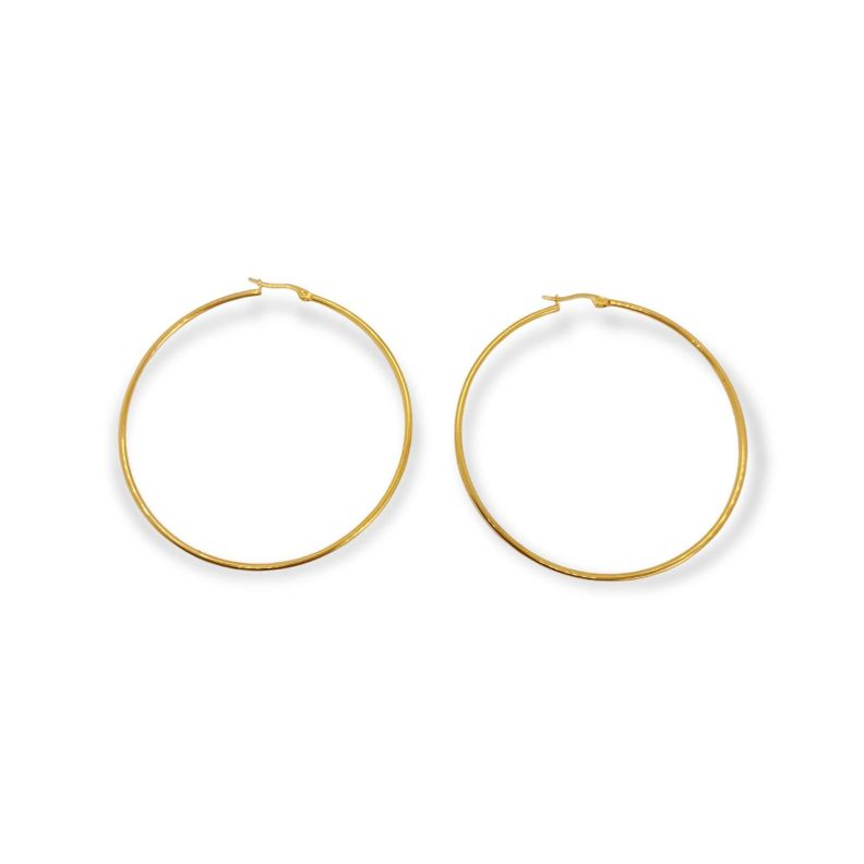 Maxi argollas hoop clasicas 65Mm chapadas en oro 18k Dorado