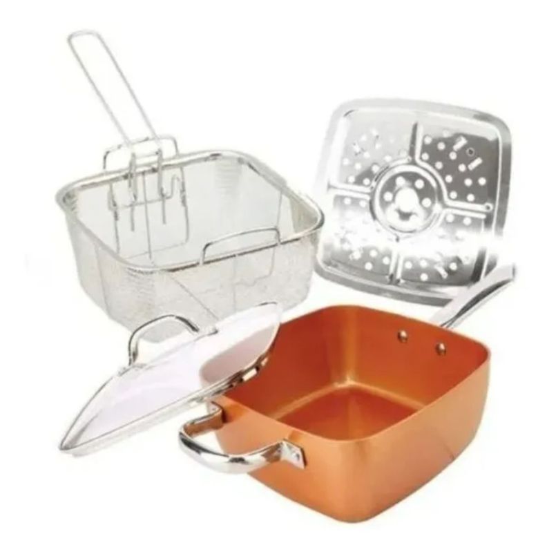 Set Olla De Acero Inoxidable Cacerola Cobre Antiadherente-0