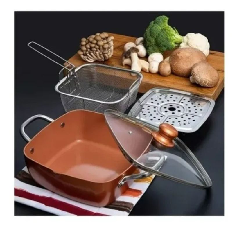 Set Olla De Acero Inoxidable Cacerola Cobre Antiadherente-3