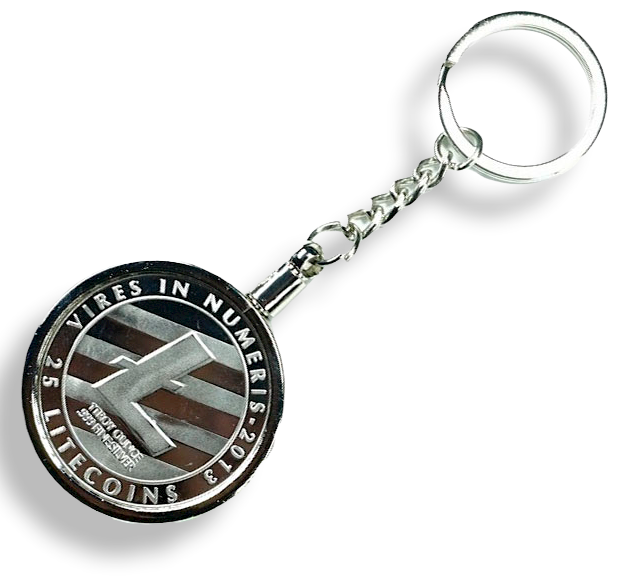 LLAVERO LITECOIN SILVER EXCLUSIVO ALTA CALIDAD DE LUJO. AJ51 Acero